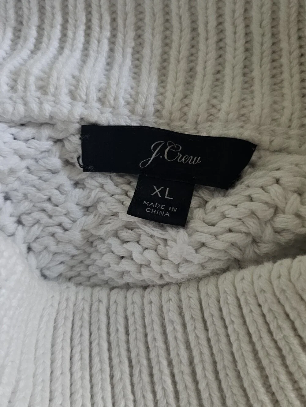 J. Crew White Cable Turtleneck Sweater